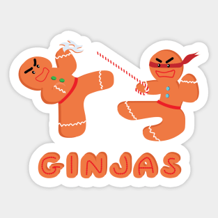 Funny Ginjas Christmas Pun Gingerbread Man Sticker